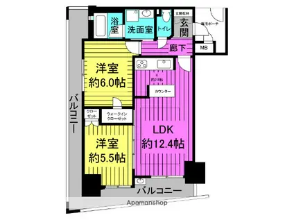 エステムプラザ梅田イースト(2LDK/4階)の間取り写真