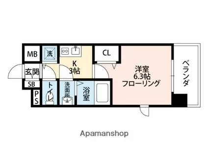 プレサンス梅田北ザ・ライブ(1K/8階)の間取り写真