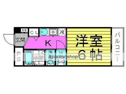 シバヤ中津(1K/4階)の間取り写真