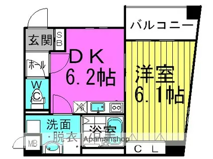 エスグランデ南森町 旧称マインズコート西天満(1DK/1階)の間取り写真