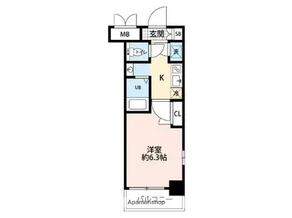 ジュネーゼグラン東梅田(1K/10階)の間取り写真