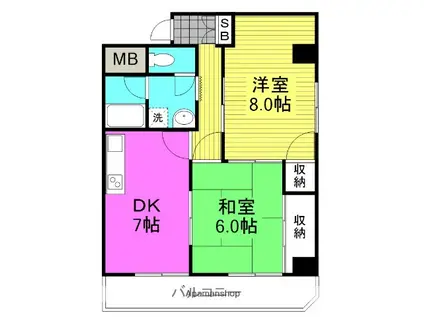 クレピス21(2DK/9階)の間取り写真