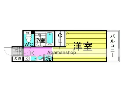 エスリード同心第5(1K/8階)の間取り写真