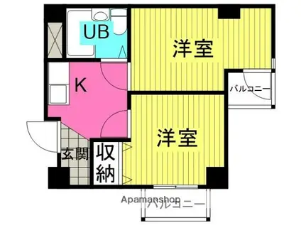 WHOSWHO鷺洲(2K/4階)の間取り写真