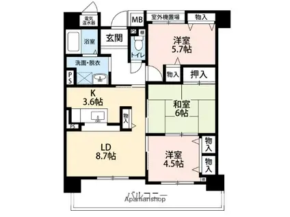 カサ・エスペラール(3LDK/6階)の間取り写真