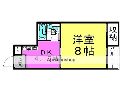 ロゼコート(1DK/4階)の間取り写真