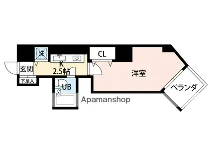 ロータリー天神橋(1K/9階)の間取り写真