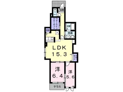 ル・ソレイユⅡ(2LDK/1階)の間取り写真