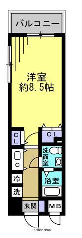 レジディア天神橋(1K/4階)の間取り写真