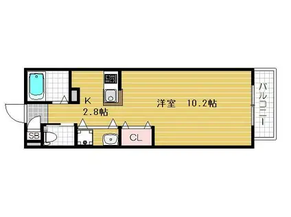 リヴェール曽根(1K/2階)の間取り写真