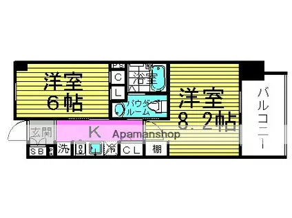 エステムプラザ梅田・中崎町Ⅲツインマークスサウスレジデンス(2K/7階)の間取り写真