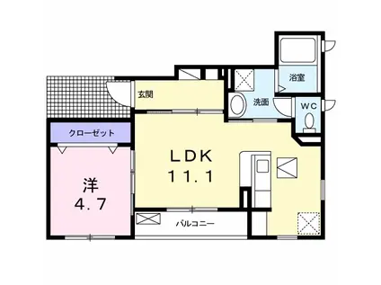ビリーブ・K(1LDK/1階)の間取り写真