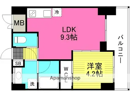 ノルデンハイム天神橋アドバンス(1LDK/14階)の間取り写真