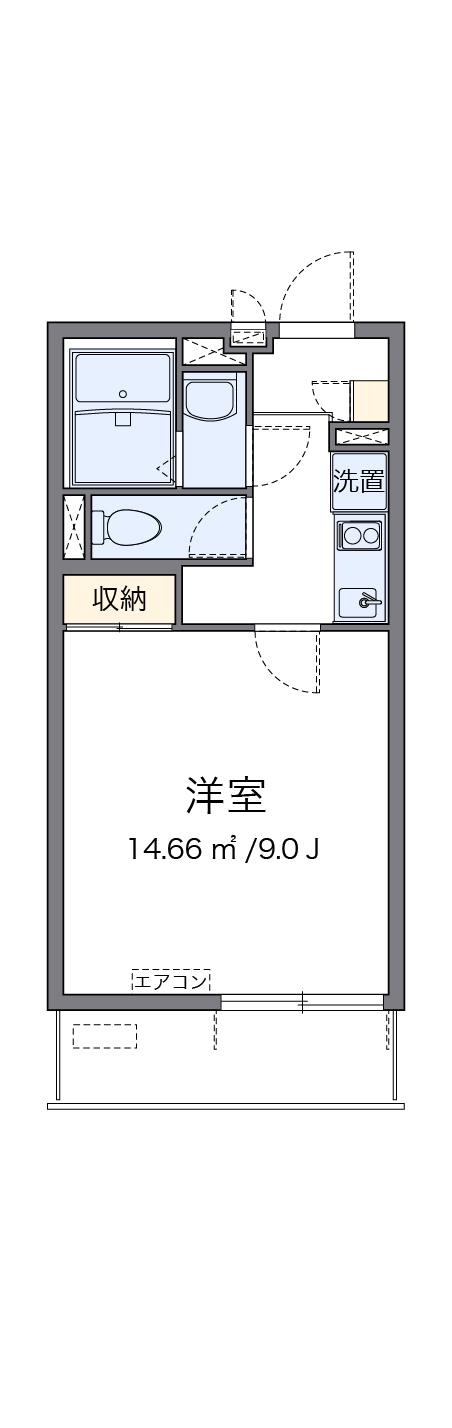 クレイノオアシスⅡ(1K/2階)の間取り写真