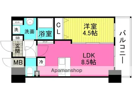 プレサンス新大阪ザシティ(1LDK/14階)の間取り写真