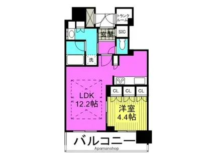 ブランズタワー梅田ノース(1LDK/19階)の間取り写真