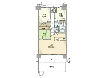 ウェリス豊中桃山台(3LDK/2階)の間取り写真