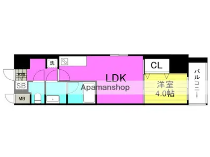 LA CASA新北野2(1LDK/3階)の間取り写真