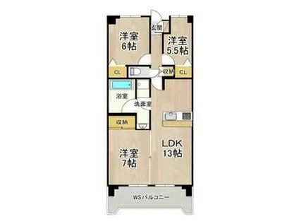 淀川ハイライフマンション(3LDK/2階)の間取り写真