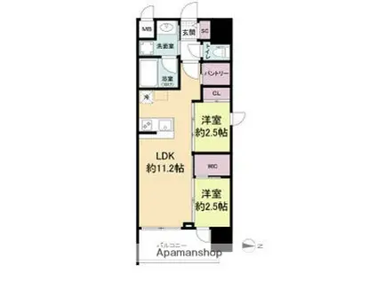 セレニテフラン梅田(2LDK/12階)の間取り写真