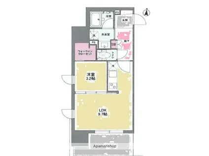 シーズンフラッツ梅田イースト(1LDK/4階)の間取り写真