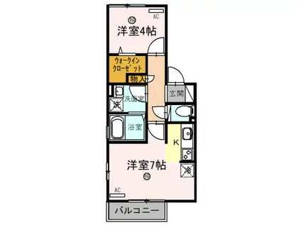 長興寺コーポ(1DK/2階)の間取り写真