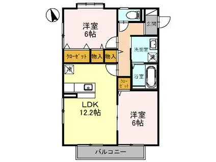 大阪モノレール本線 少路駅(大阪モノレール) 徒歩12分 2階建 築23年(2LDK/2階)の間取り写真