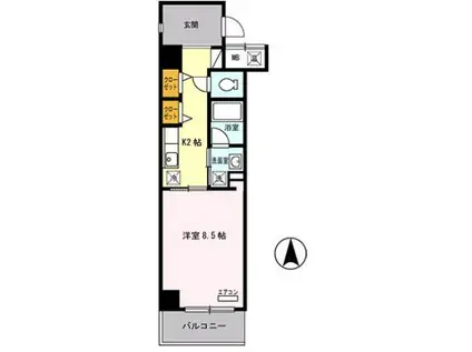 ボナール江坂(1K/3階)の間取り写真