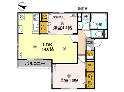 スペチアーレ中宮(2LDK/2階)の間取り写真