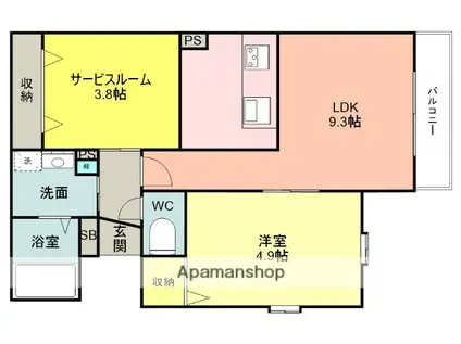 豊中市大島町(1SLDK/1階)の間取り写真