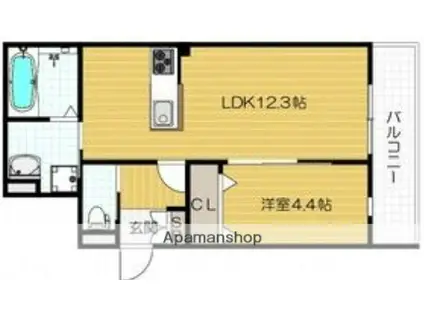 YOURMAISON TENMA(1LDK/1階)の間取り写真