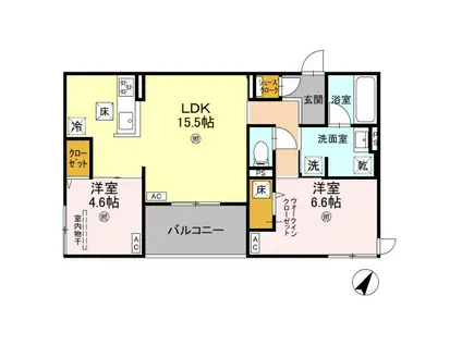 D-RESIDENCE大島町(2LDK/1階)の間取り写真