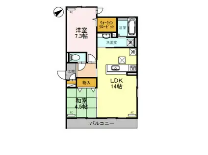 ラメゾンドボヌール桜塚B(2LDK/1階)の間取り写真