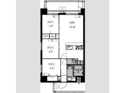 ALIVIS野田阪神(3LDK/10階)の間取り写真