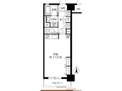 エクセル天神橋(ワンルーム/2階)の間取り写真