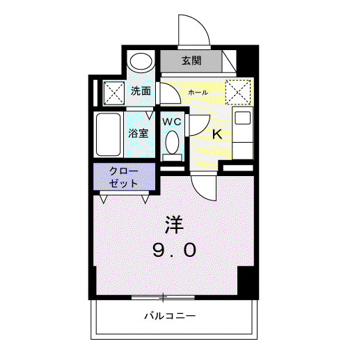 サニーレジデンス吉野Ⅱ(1K/4階)の間取り写真