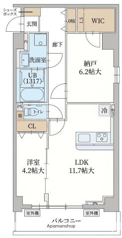 ル・モベイ天神橋(1SLDK/3階)の間取り写真
