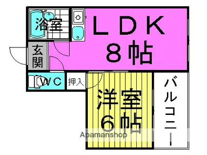 第2ミカドマンション(1LDK/2階)の間取り写真