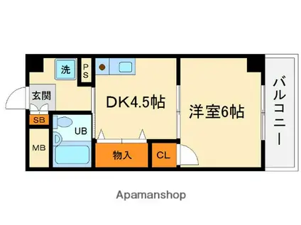 グリーンヒルⅡ(1DK/2階)の間取り写真