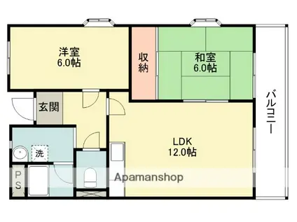 パークヒルハイツ(2LDK/3階)の間取り写真