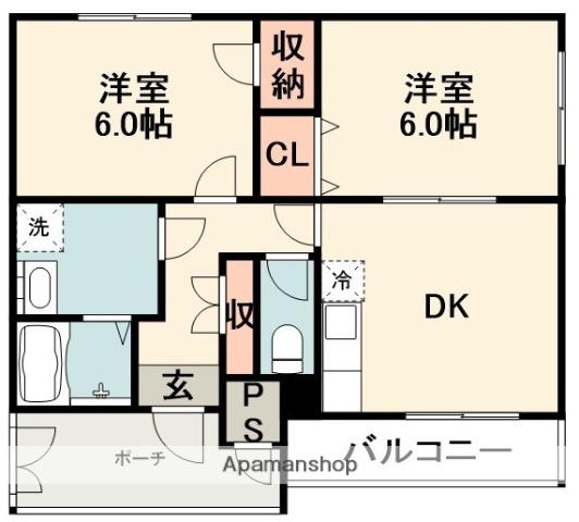 第2ハイツスリーアロー(2DK/3階)の間取り写真