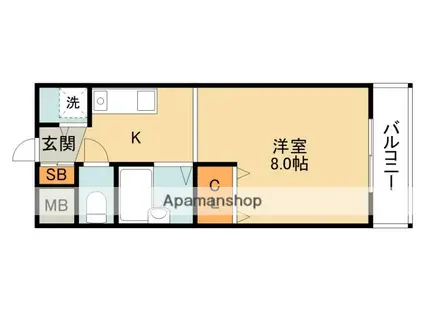 メルベーユ(1K/1階)の間取り写真