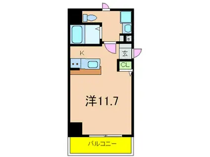 パウゼドーム前(ワンルーム/6階)の間取り写真