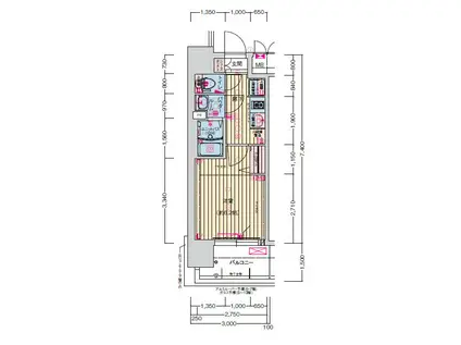 ララプレイス玉造パルク(1K/10階)の間取り写真