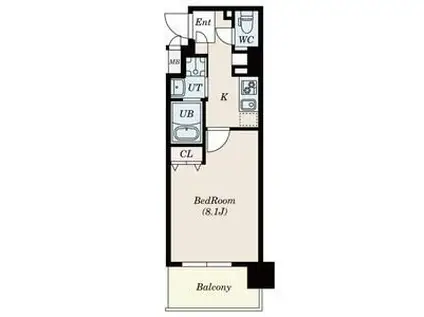 S-FORT難波西(1K/11階)の間取り写真