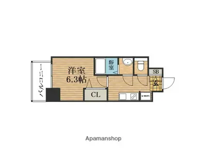 プレサンス大手前ピリオド(1K/7階)の間取り写真