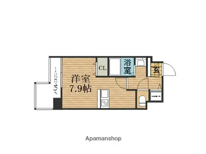 プレサンス大手前パークサイド2(1K/4階)の間取り写真