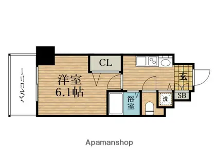 プレサンス堺筋本町フィリア(1K/3階)の間取り写真