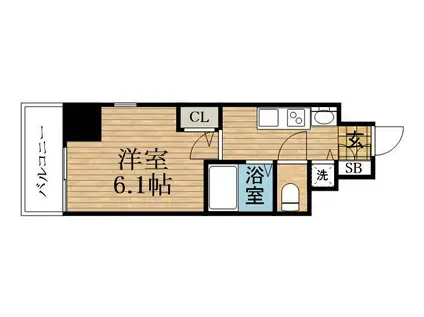 プレサンス堺筋本町フィリア(1K/7階)の間取り写真