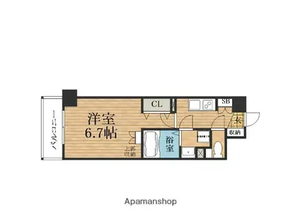 セレニテ心斎橋グランデ(1K/13階)の間取り写真